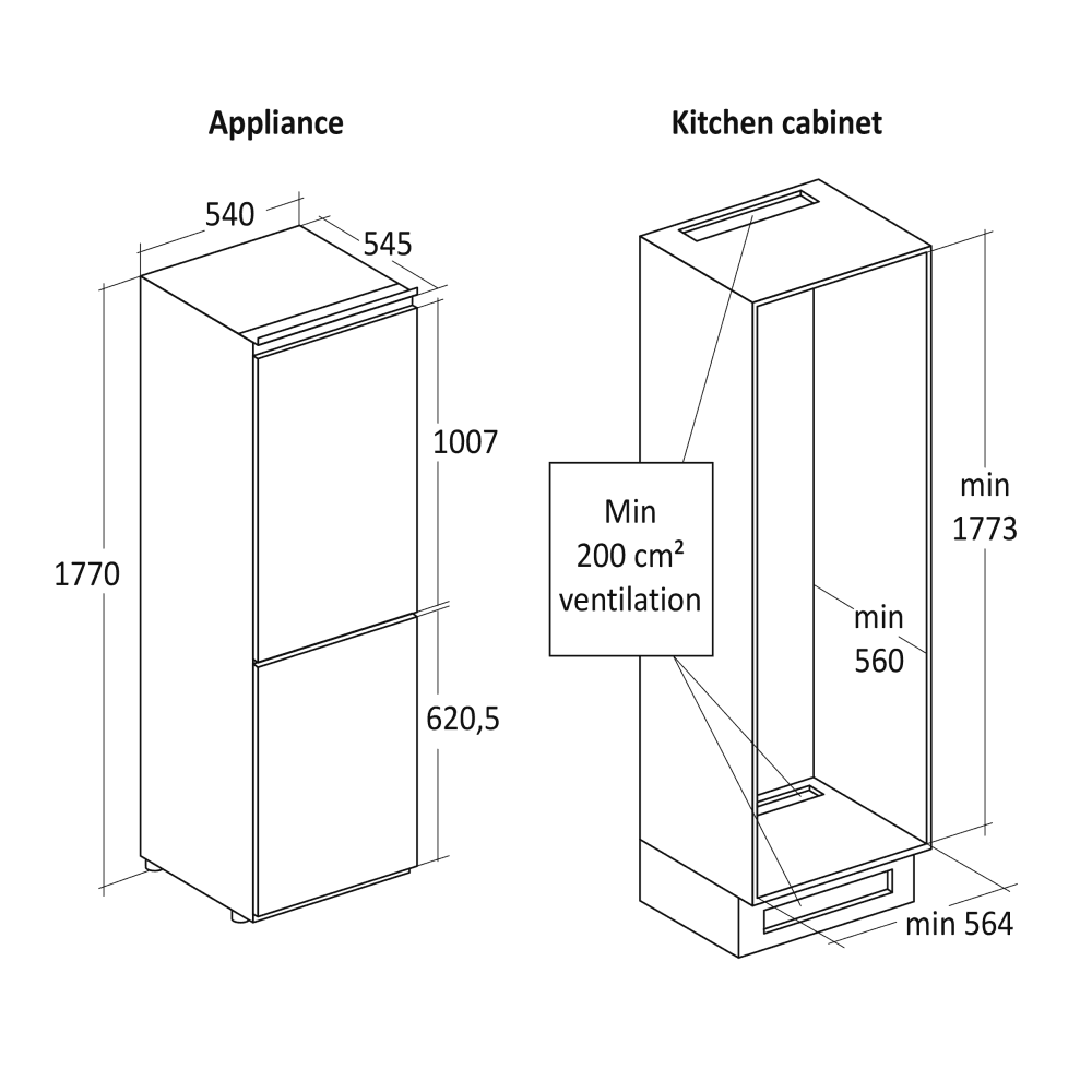 Scandomestic kombiskap frys- og kjøleskap hvit 178 cm CBI247NFWE