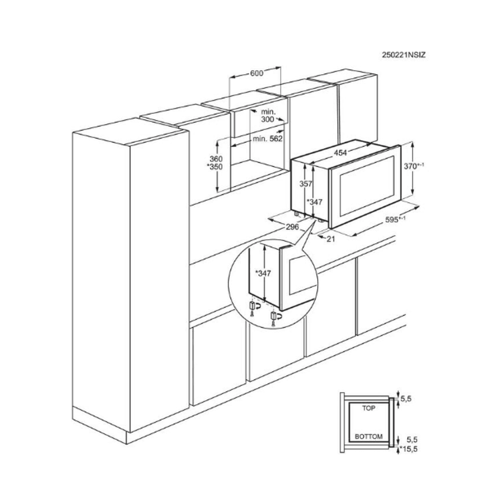 AEG innebygget mikrobølgeovn 17 L sort  TB6SM171DB