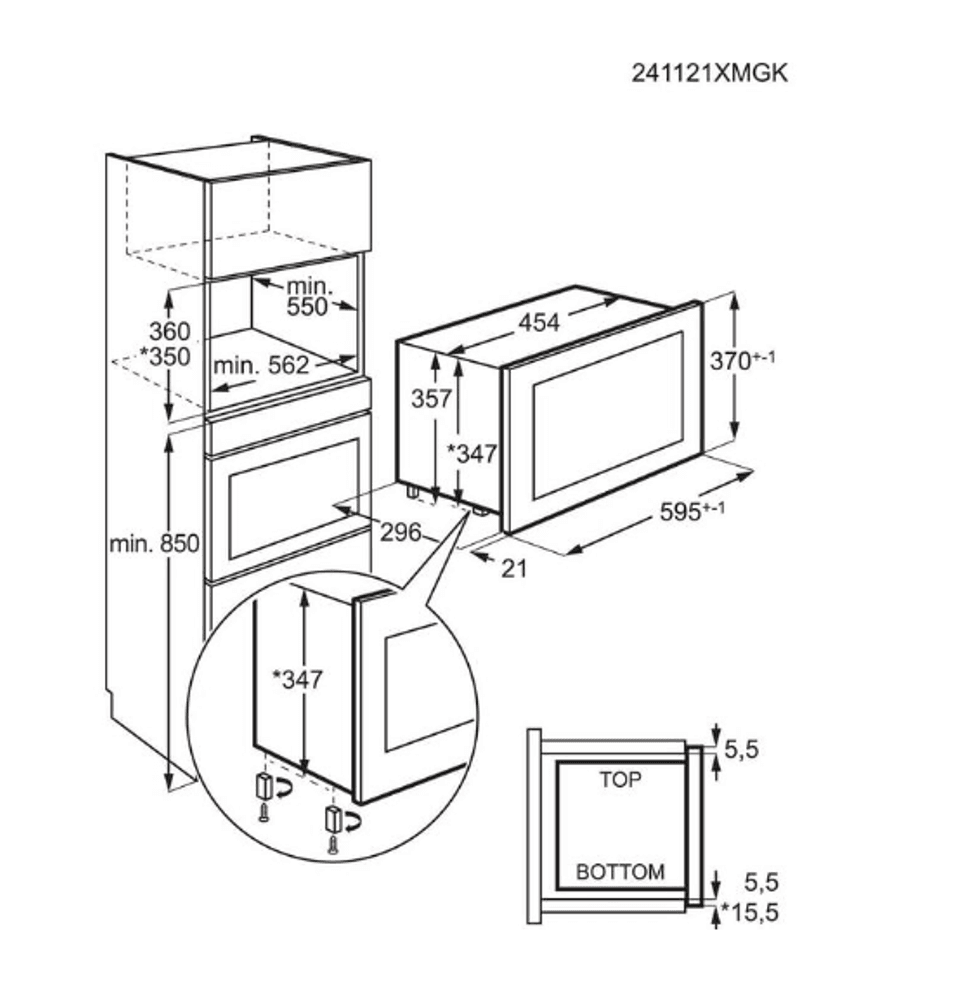 AEG innebygget mikrobølgeovn 17 L sort  TB6SM171DB