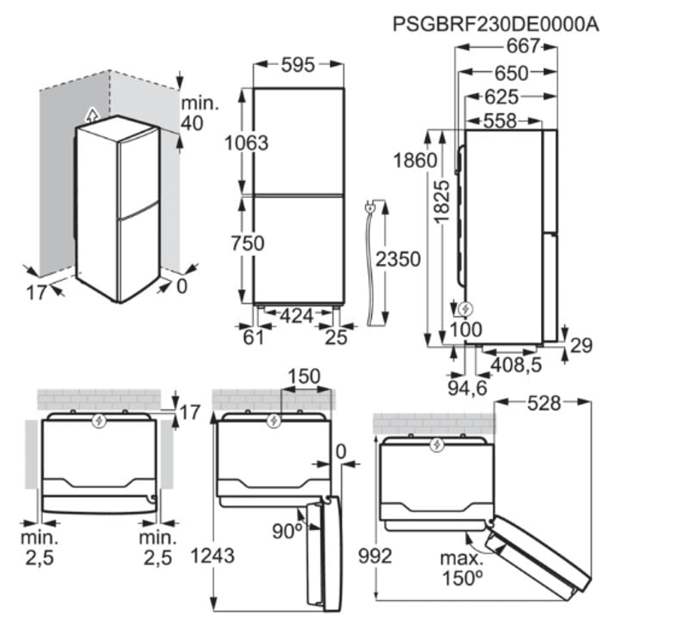 Electrolux kombiskap rustfritt stål nofrost 186 cm 230/101 L  